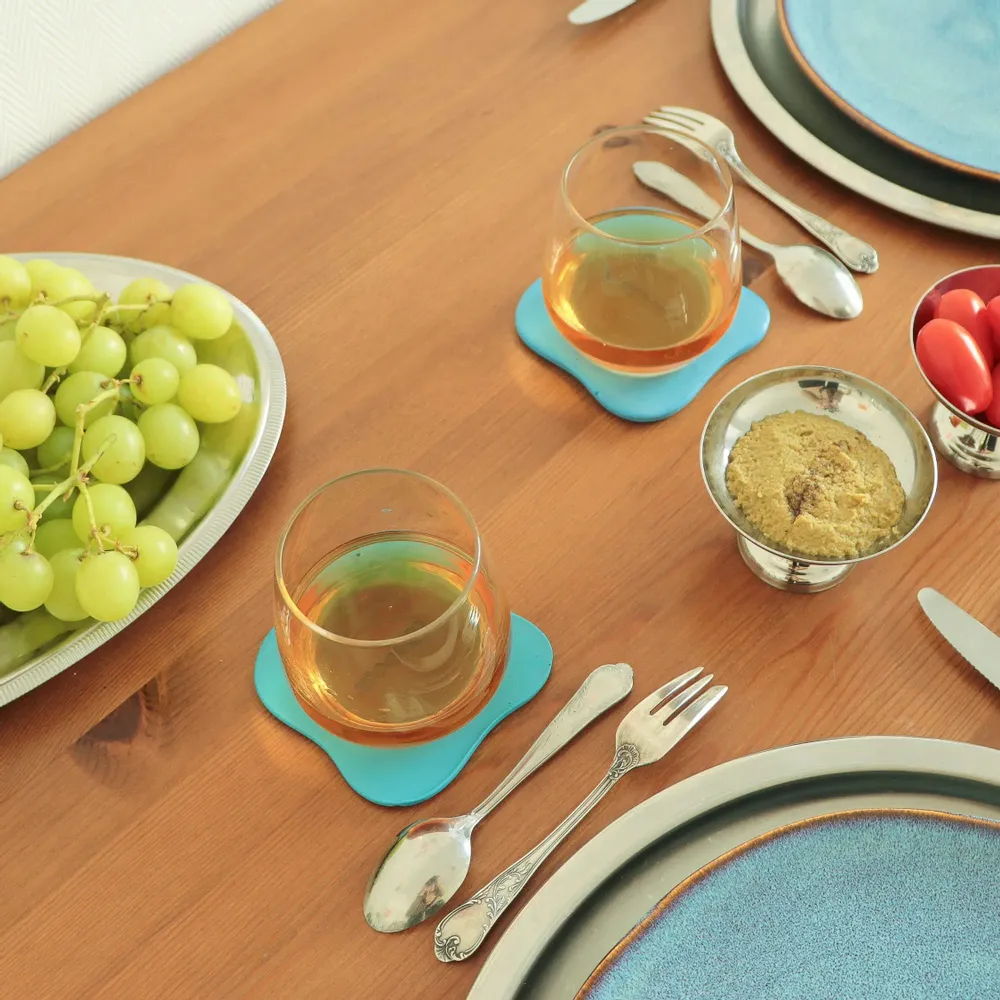 Table mat - Set of 4 blue Galet coasters - MEEMO STUDIO