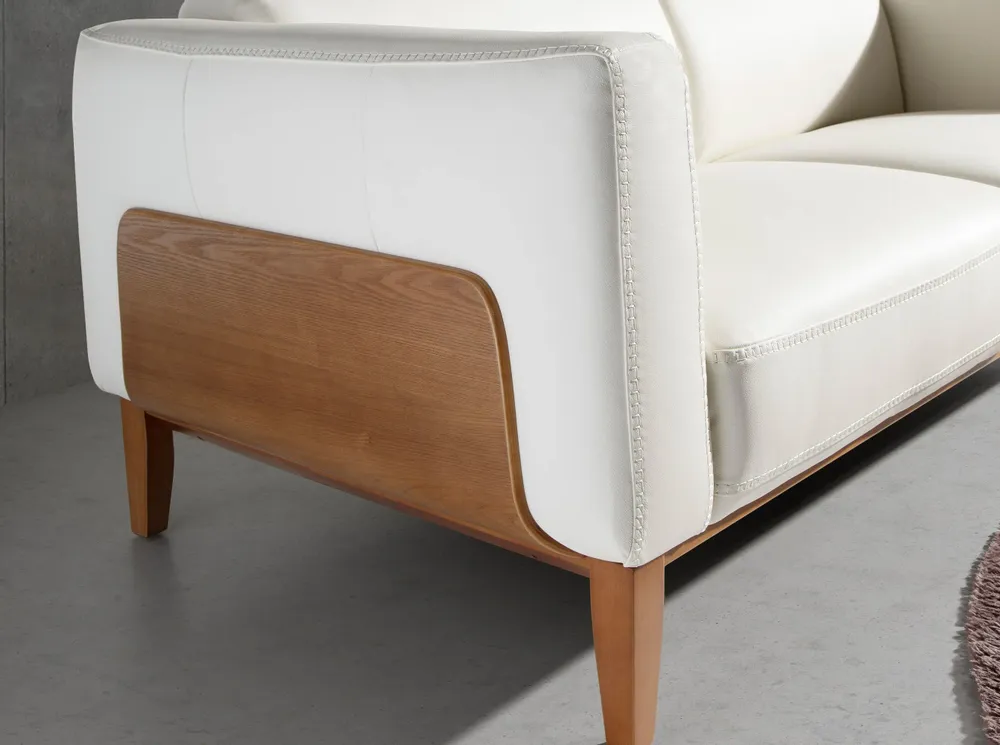 Canapés - Canapé 2 places tapissé en cuir blanc - ANGEL CERDÁ