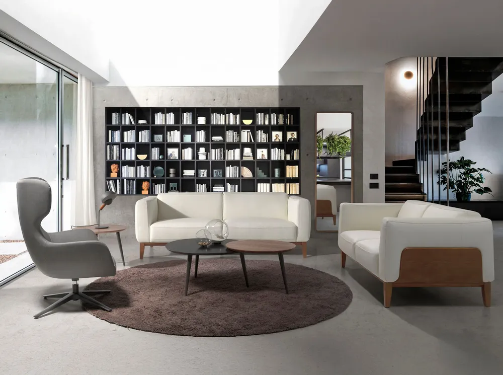 Canapés - Canapé 2 places tapissé en cuir blanc - ANGEL CERDÁ