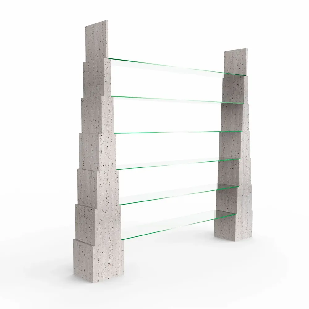 Office furniture and storage - Manhattan Shelf in Italian Travertine Marble Contemporary Design - MEDDEL