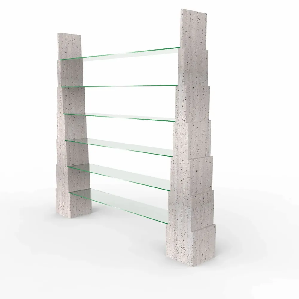Office furniture and storage - Manhattan Shelf in Italian Travertine Marble Contemporary Design - MEDDEL