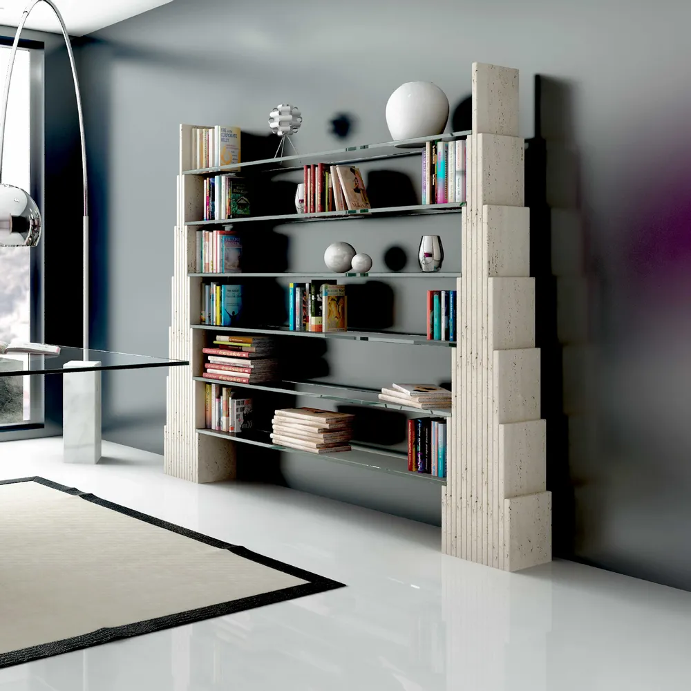 Office furniture and storage - Manhattan Shelf in Italian Travertine Marble Contemporary Design - MEDDEL