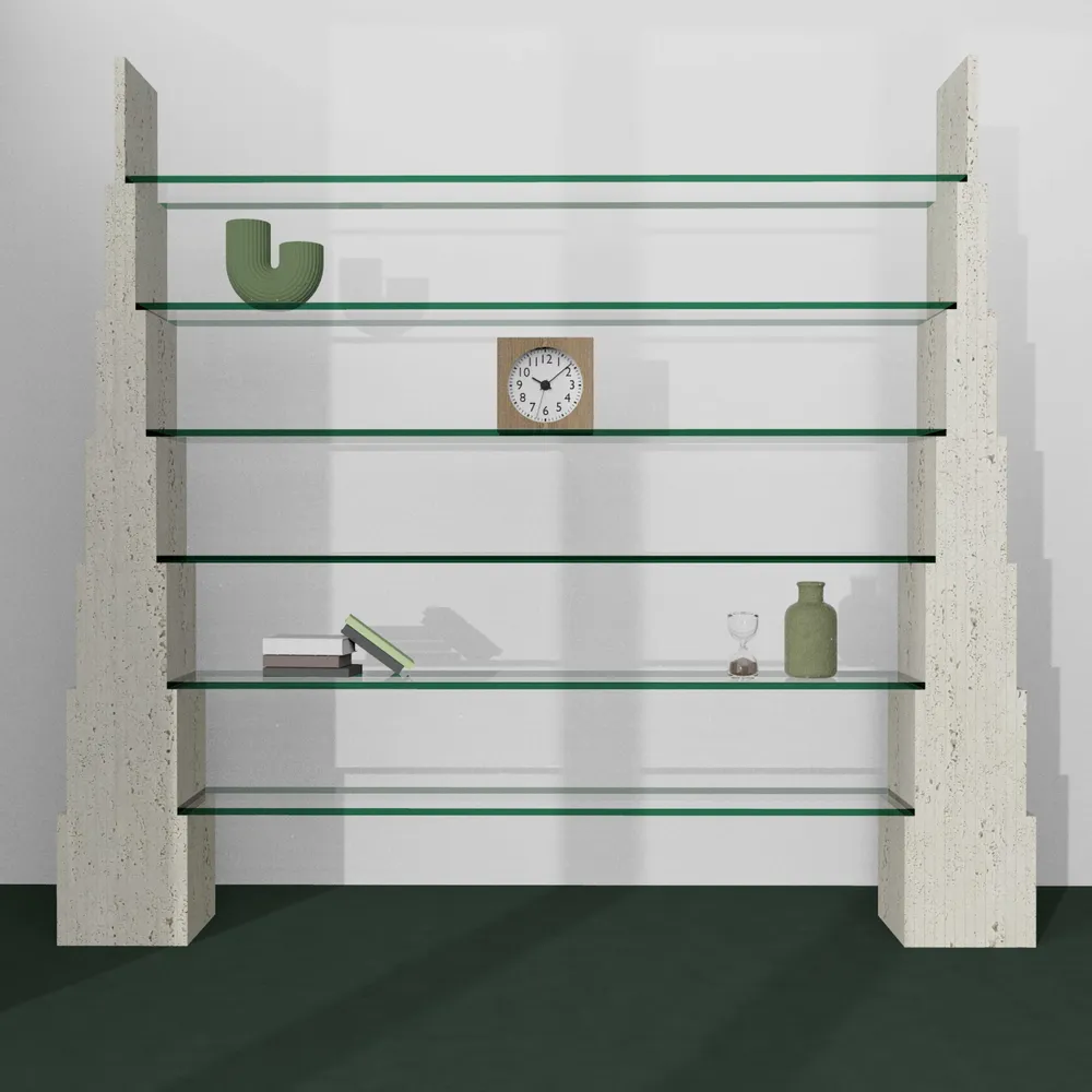 Office furniture and storage - Manhattan Shelf in Italian Travertine Marble Contemporary Design - MEDDEL