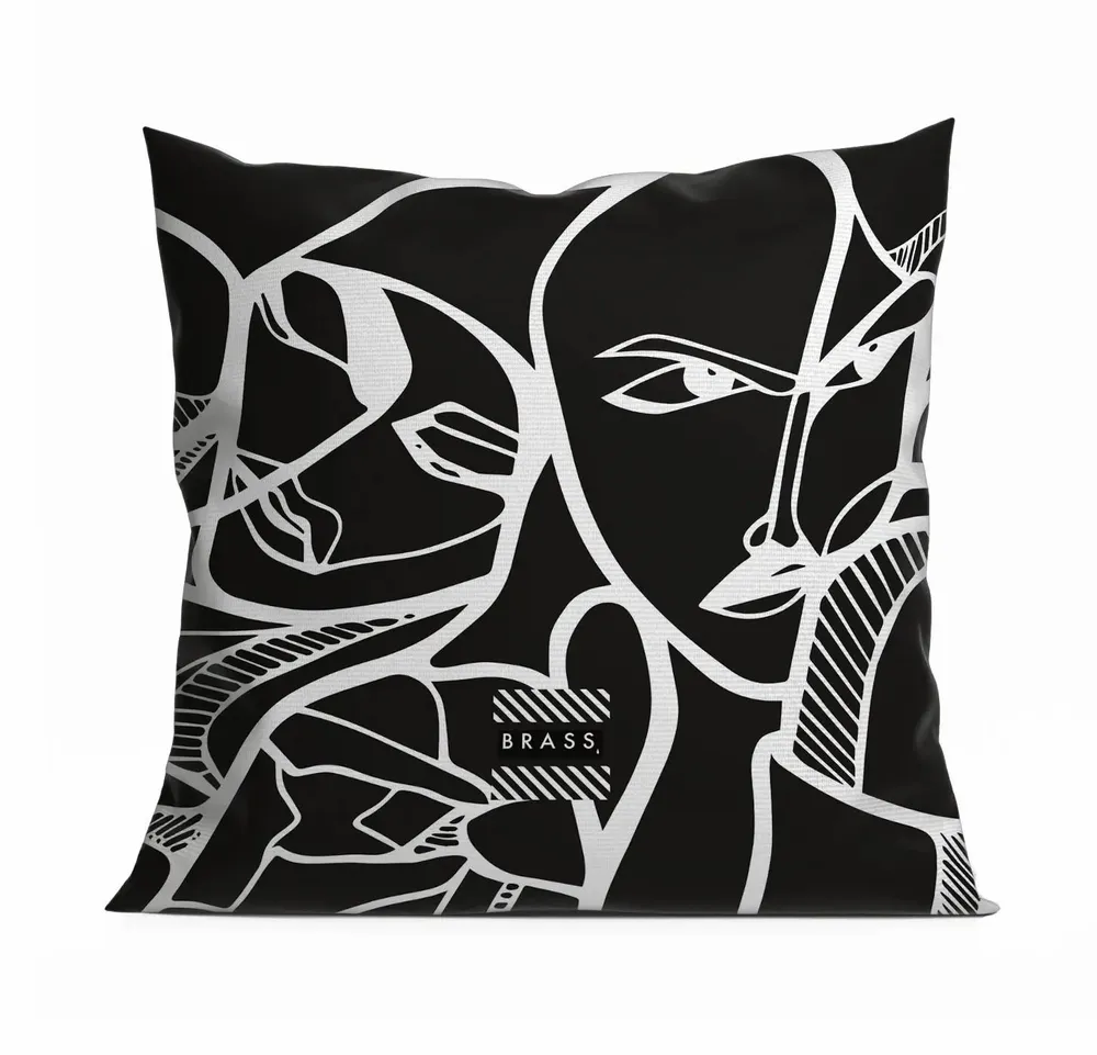 Fabric cushions - Black Elongi decorative cushion cover 45 x 45 - Design by BRASS - ARTDECORIS