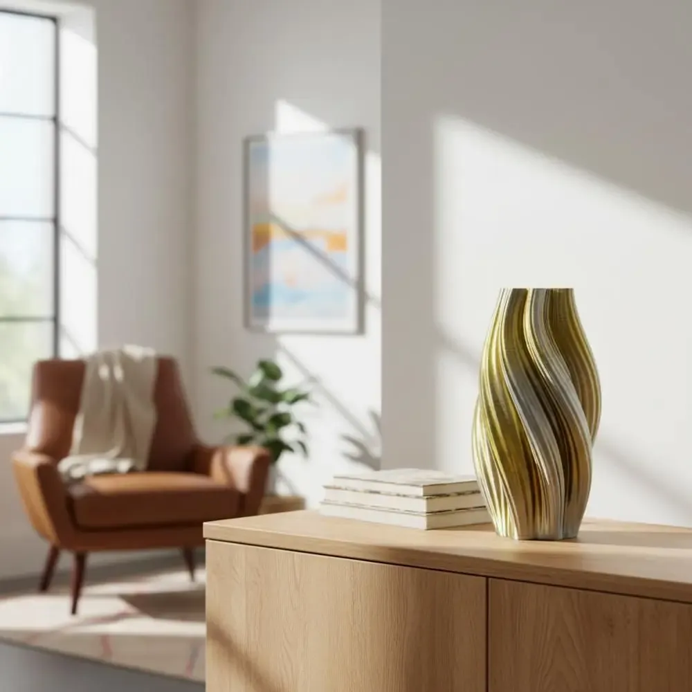 Office design and planning - 3D printed vase "Hot Ice Cream" | Multi-color | Gold&Silver - AUURA