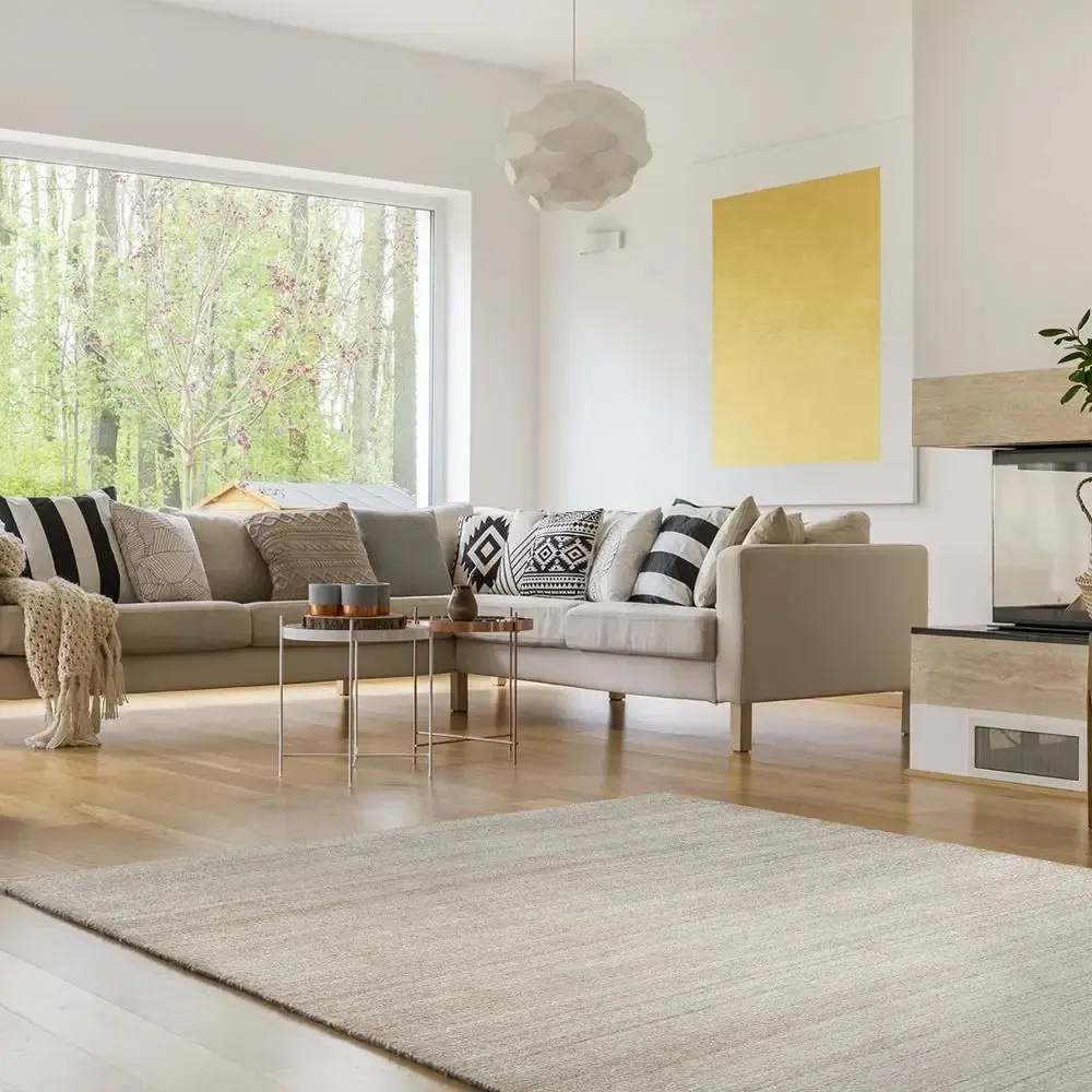 Tapis contemporains - Kavir uni en laine et viscose - HAMID