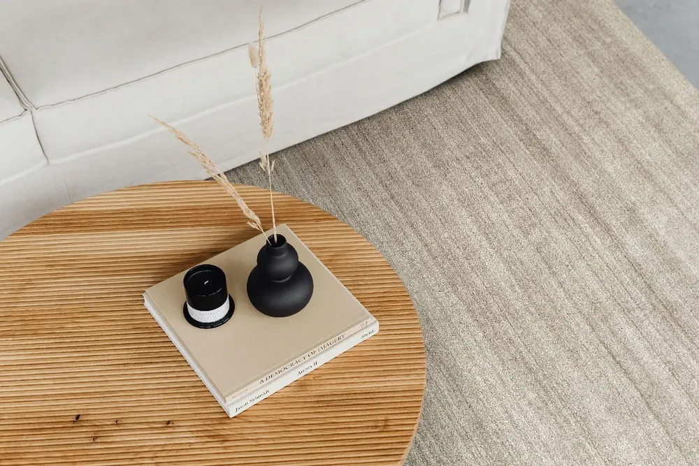 Tapis contemporains - Kavir uni en laine et viscose - HAMID