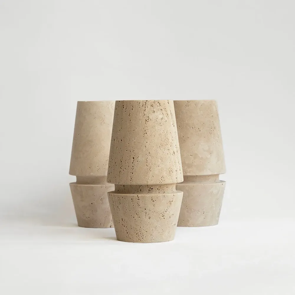 Plats et saladiers - TRAVERTINE VASE 'MOTTO' - KIWANO CONCEPT