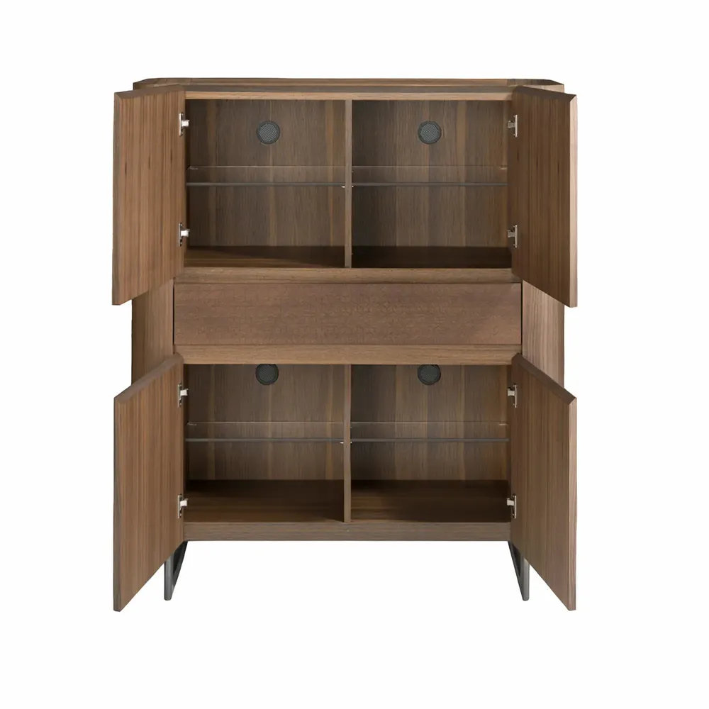 Buffets - Grand buffet en noyer et acier métallisé foncé - ANGEL CERDÁ