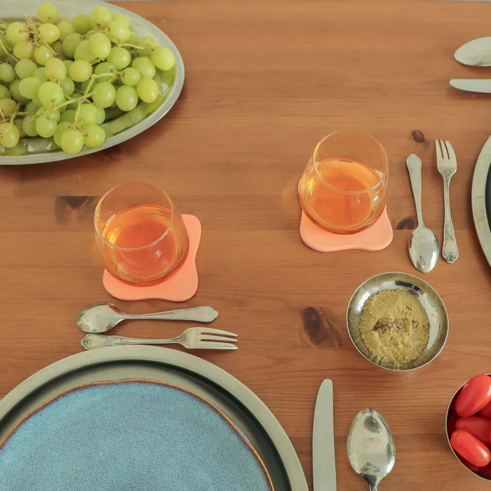 Dessous de plat - Set de 4 sous-verres Galet orange - MEEMO STUDIO