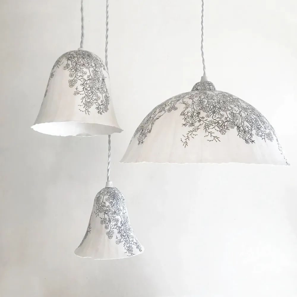 Hanging lights - Floral Paper Pendant Light - N.LOBJOY
