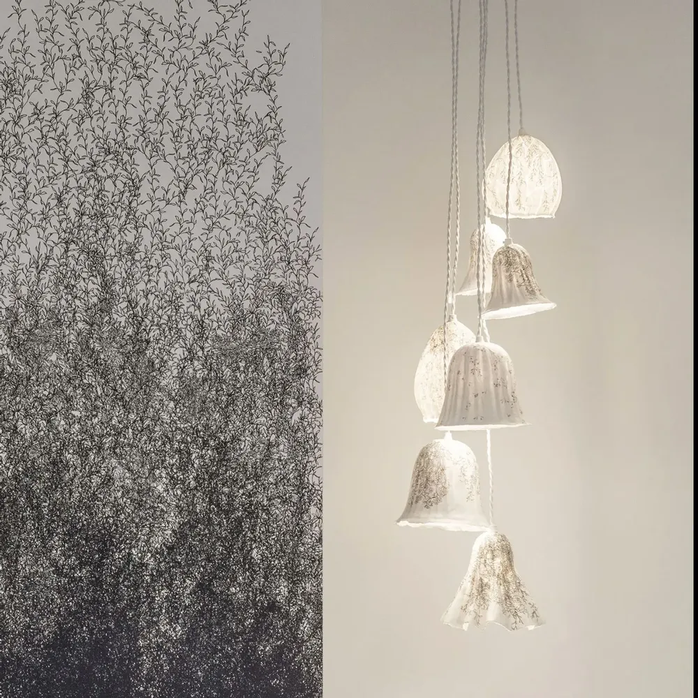 Hanging lights - Floral Paper Pendant Light - N.LOBJOY