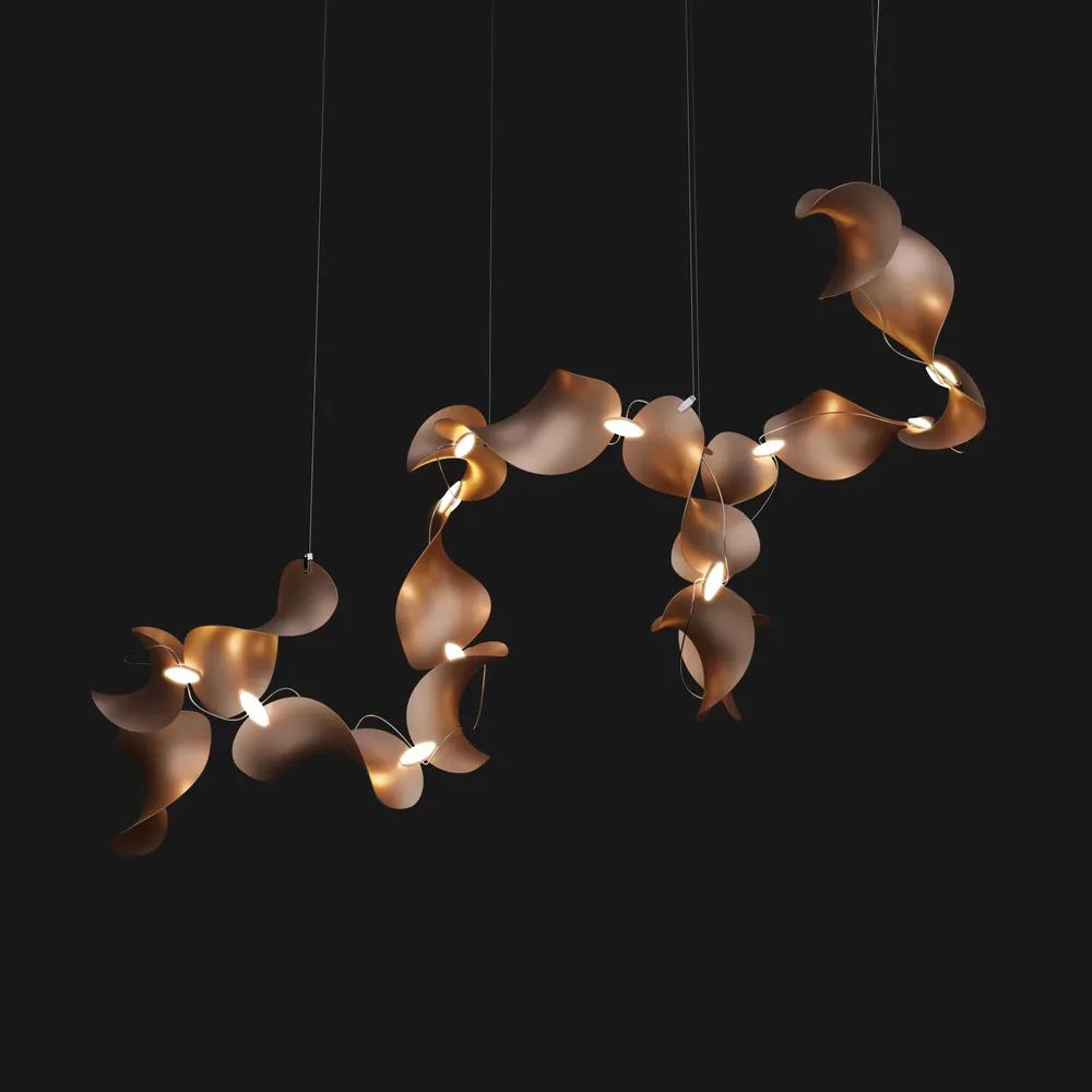 Suspensions - Dune 16 Spiral — Luminaire suspendu architectural sculptural modulaire - MOSS OBJECTS