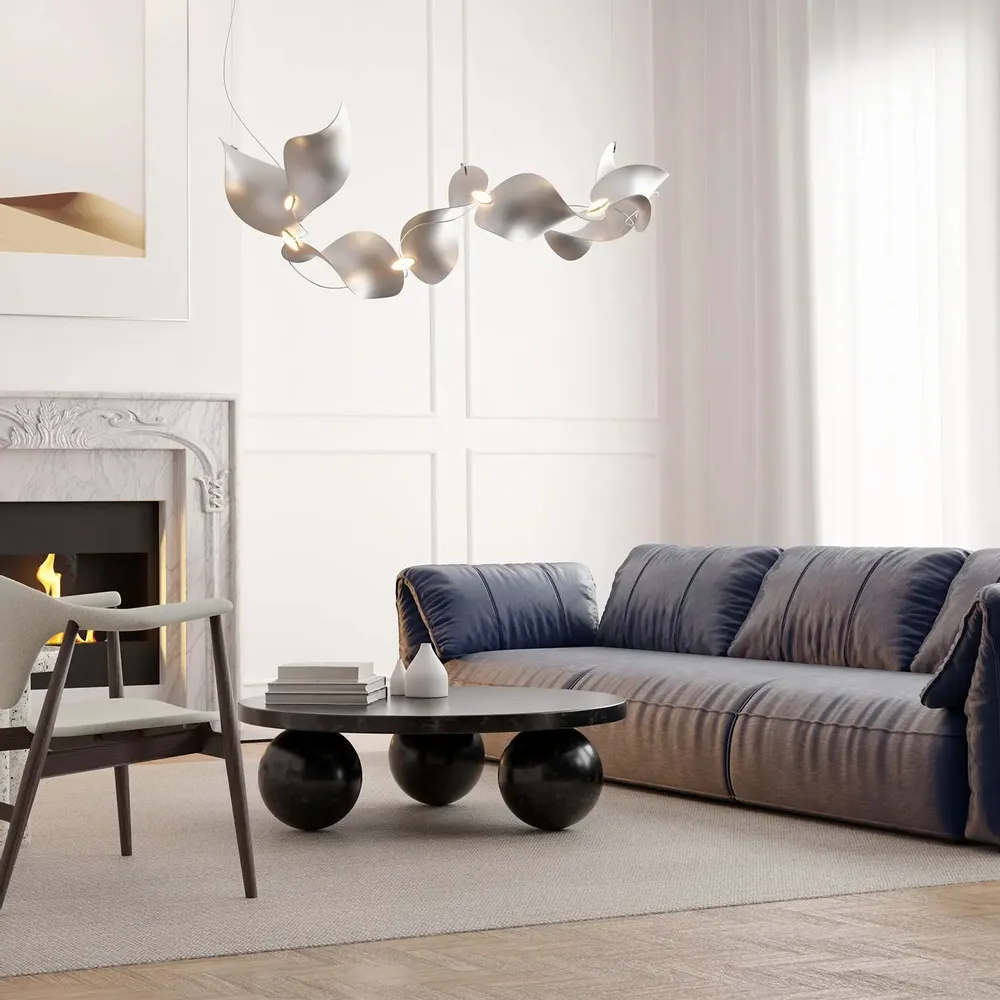 Suspensions - Dune 4 Curve — Lampe suspendue architecturale sculpturale modulaire - MOSS OBJECTS