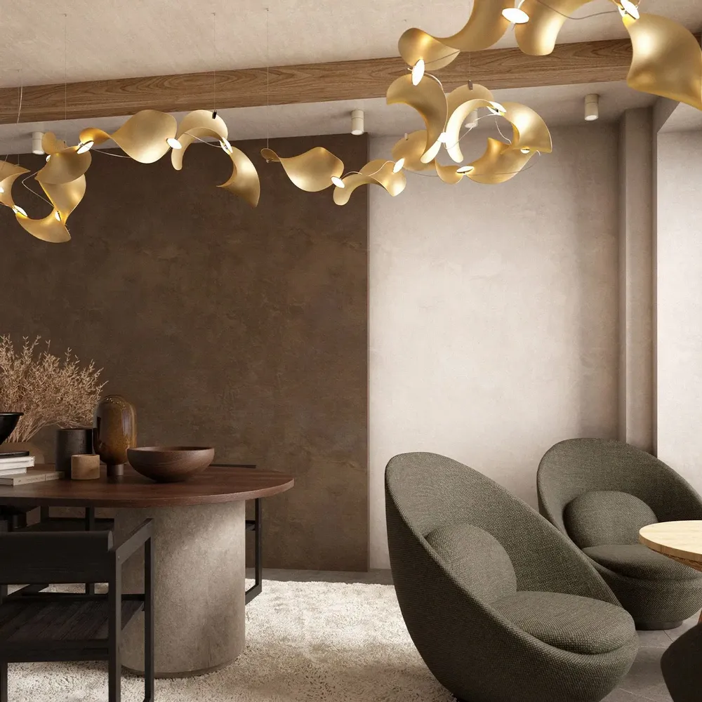 Suspensions - Dune 12 Curve — Lampe suspendue architecturale sculpturale modulaire - MOSS OBJECTS