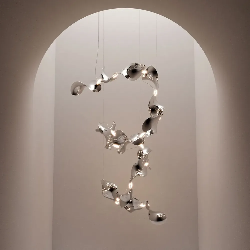 Suspensions - Dune 6 Spiral — Luminaire suspendu architectural sculptural modulaire - MOSS OBJECTS