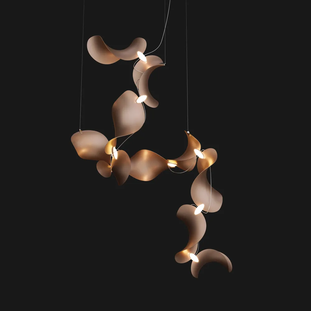 Suspensions - Dune 10 Spiral — Luminaire suspendu architectural sculptural modulaire - MOSS OBJECTS
