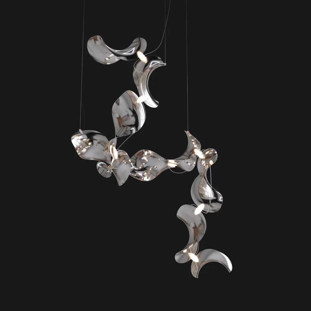 Suspensions - Dune 10 Spiral — Luminaire suspendu architectural sculptural modulaire - MOSS OBJECTS