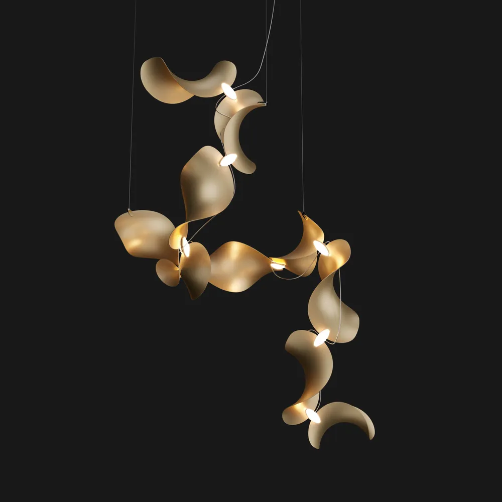 Suspensions - Dune 10 Spiral — Luminaire suspendu architectural sculptural modulaire - MOSS OBJECTS