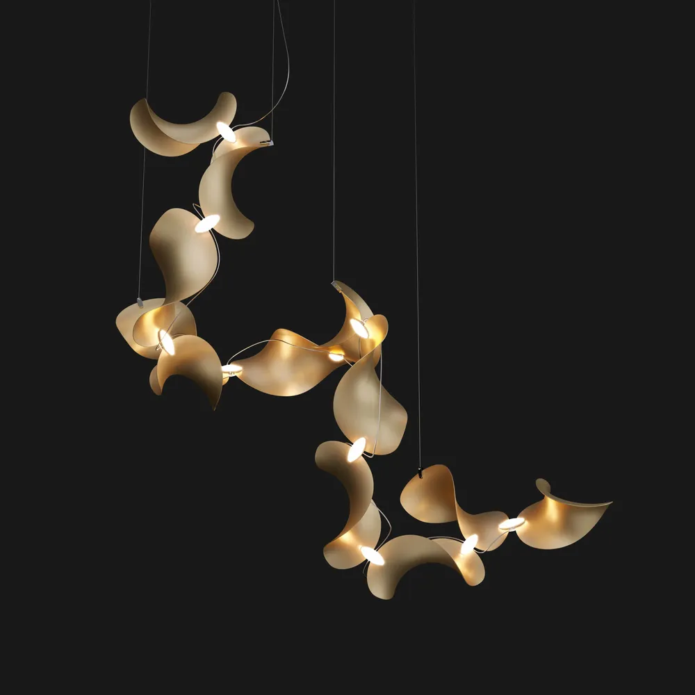 Suspensions - Dune 12 Spiral — Luminaire suspendu architectural sculptural modulaire - MOSS OBJECTS