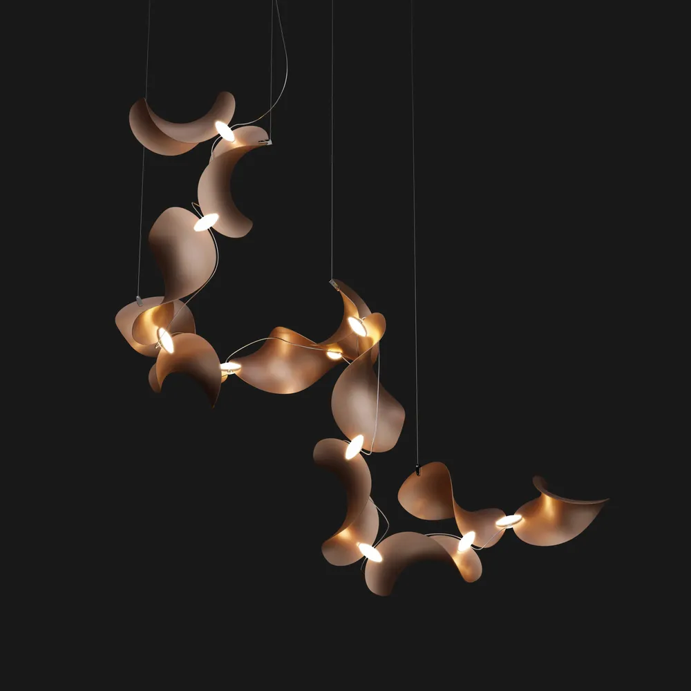 Suspensions - Dune 12 Spiral — Luminaire suspendu architectural sculptural modulaire - MOSS OBJECTS