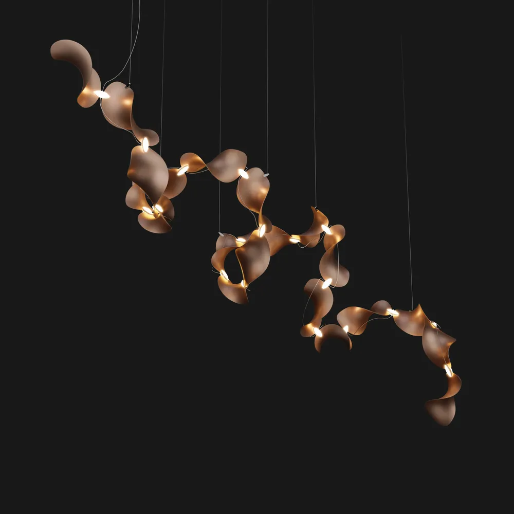 Suspensions - Dune 20 Spiral — Luminaire suspendu architectural sculptural modulaire - MOSS OBJECTS