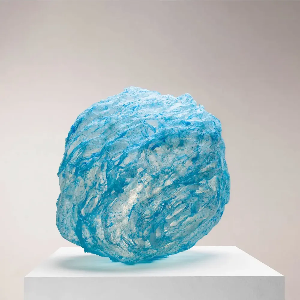 Desk lamps - Speculation in Blue  – Limited Edition Light Sculpture in Mulberry Fib - ANGO