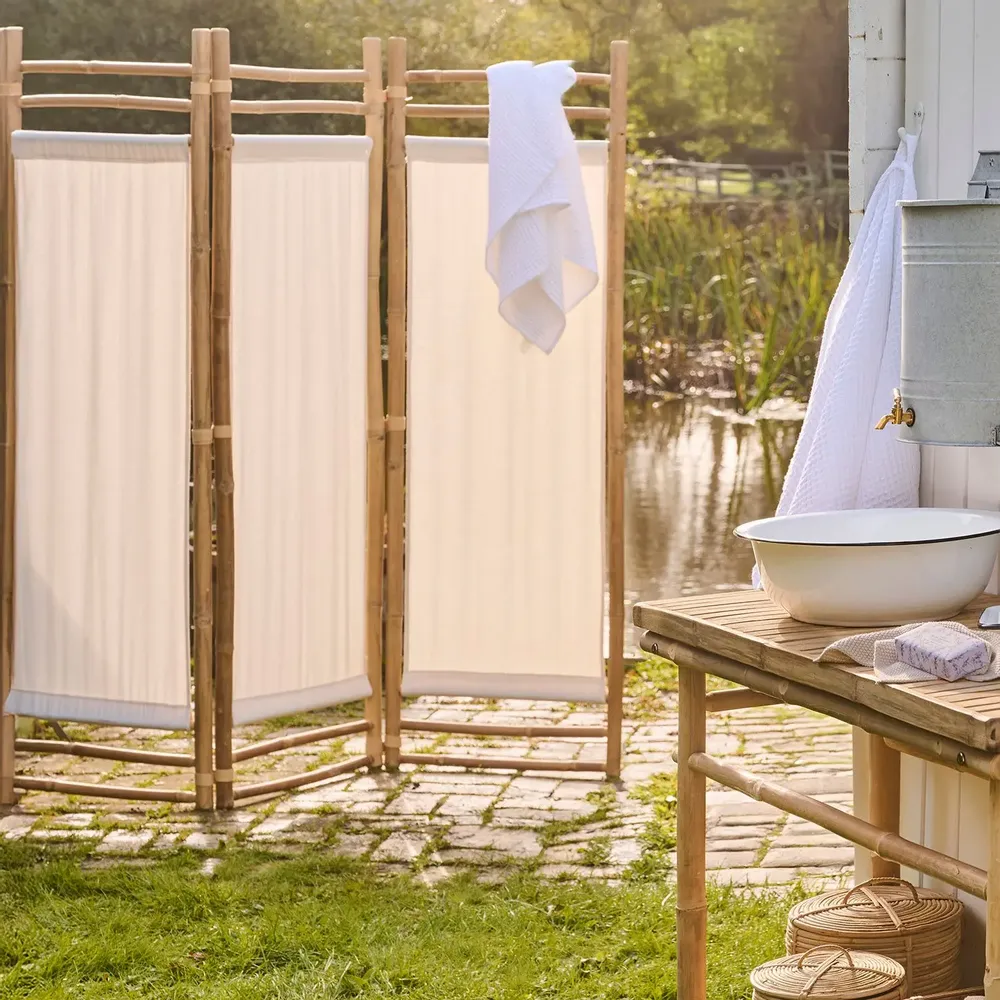 Wall ensembles - Room divider in bamboo w/off white fabric - IB LAURSEN