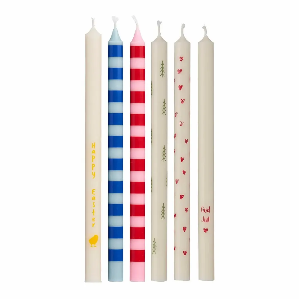 Decorative objects - Taper candles in seasonal colours and patterns - IB LAURSEN