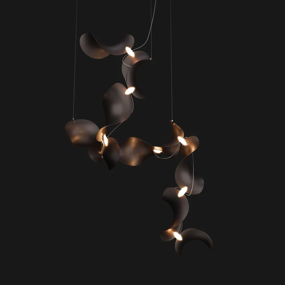 Suspensions - Dune 10 Spiral — Luminaire suspendu architectural sculptural modulaire - MOSS OBJECTS