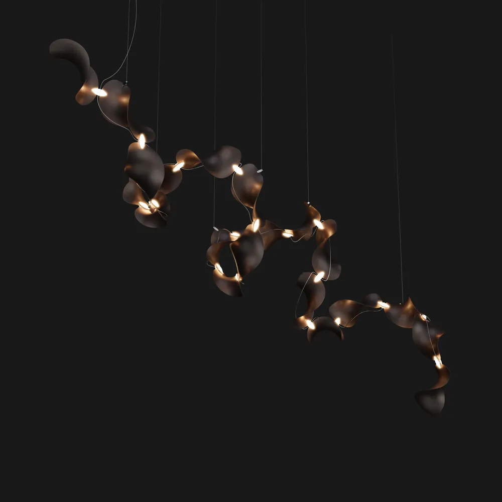 Suspensions - Dune 20 Spiral — Luminaire suspendu architectural sculptural modulaire - MOSS OBJECTS