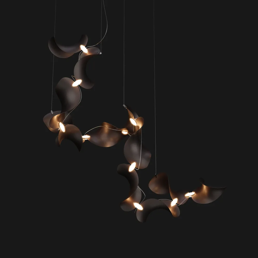 Suspensions - Dune 12 Spiral — Luminaire suspendu architectural sculptural modulaire - MOSS OBJECTS