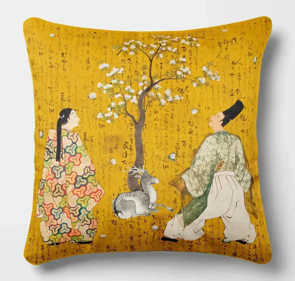 Linge - Splendeurs d'Edo 4 - Housse Coussin Velours 45cm x 45cm - LAURE WELFLING - DJEBELI