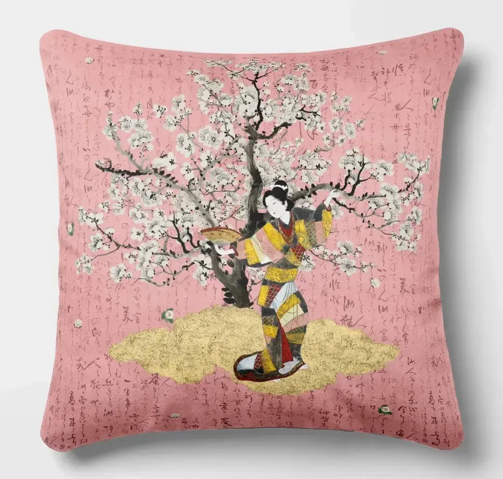 Linge - Splendeurs d'Edo 5 - Housse Coussin Velours 45cm x 45cm - LAURE WELFLING - DJEBELI