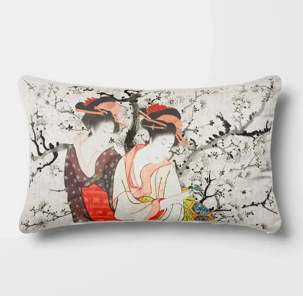 Linge - Splendeurs d'Edo 12 - Housse Coussin Velours 30cm x 50cm - LAURE WELFLING - DJEBELI