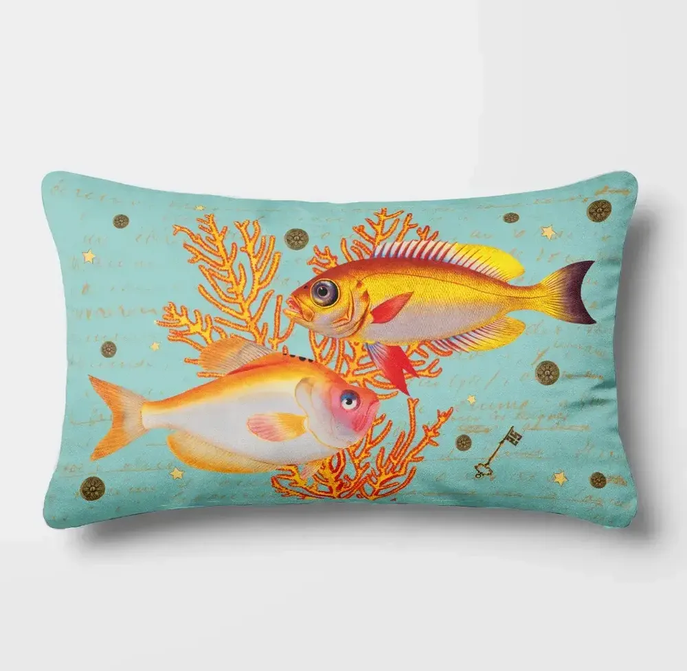 Linge - Odyssée Sous-Marine 11 - Housse Coussin Velours 30cm x 50cm - LAURE WELFLING - DJEBELI