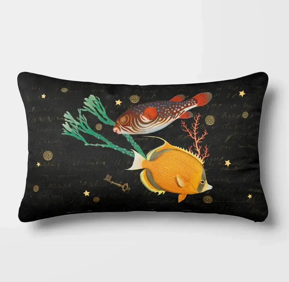 Linge - Odyssée Sous-Marine 13 - Housse Coussin Velours 30cm x 50cm - LAURE WELFLING - DJEBELI