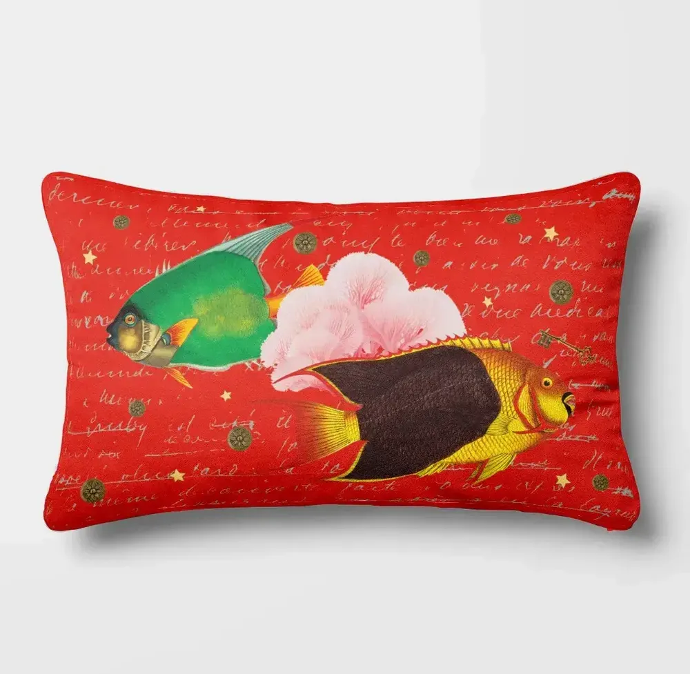 Linge - Odyssée Sous-Marine 12 - Housse Coussin Velours 30cm x 50cm - LAURE WELFLING - DJEBELI