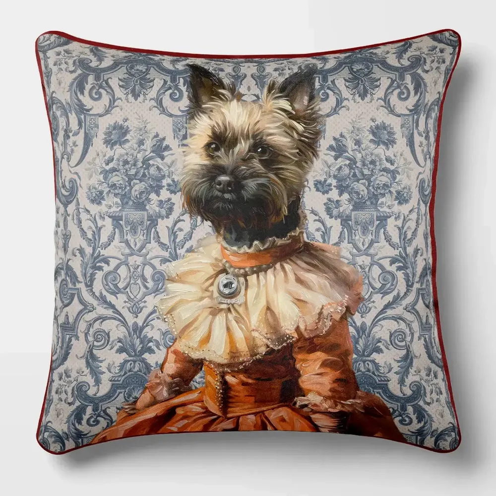 Linge - Bestiaire Aristocratique 49 (La Duchesse Yorkshire) — Housse Coussin Velours 45cm x 45cm - LAURE WELFLING - DJEBELI