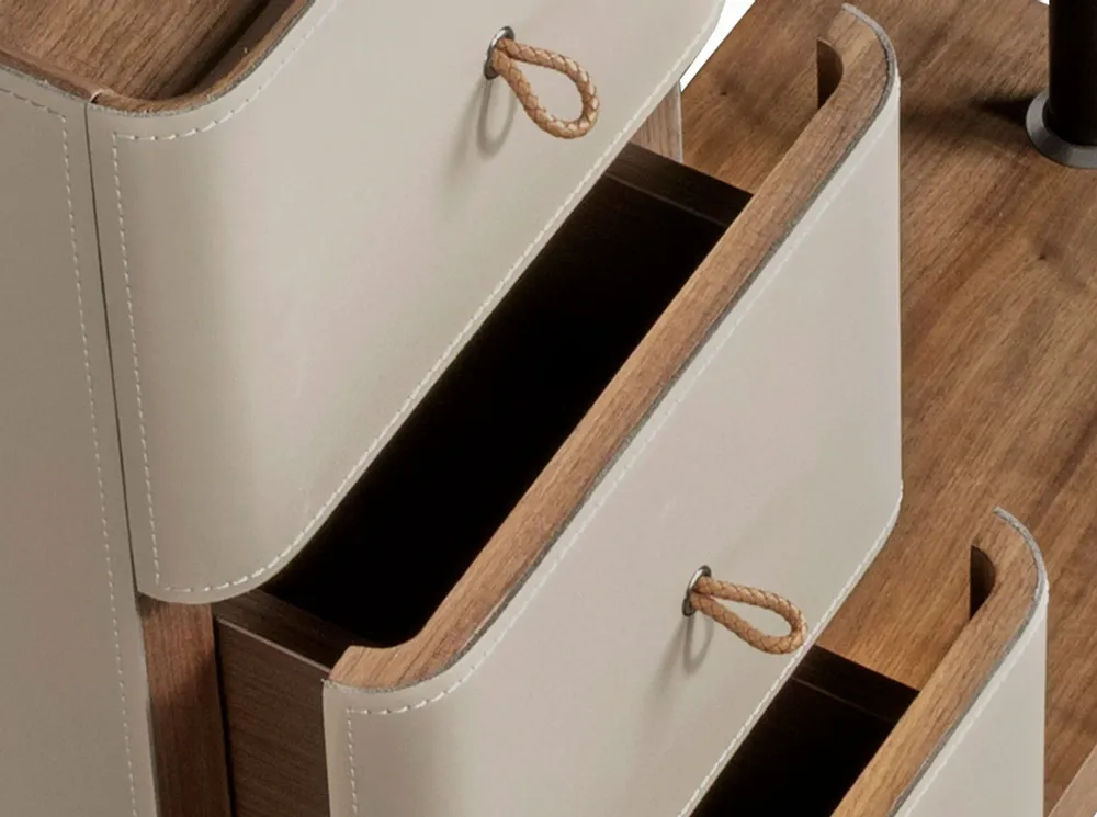 Armoires - Porte-manteau en similicuir vison, noyer et acier noir avec miroir - ANGEL CERDÁ