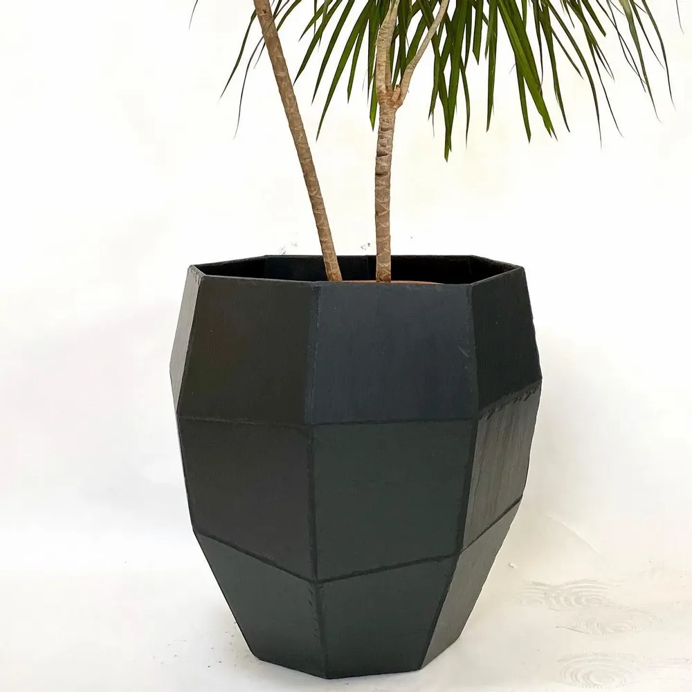 Floral decoration - PRISME octagonal faceted natural slate planter - ARDOISE DESIGN