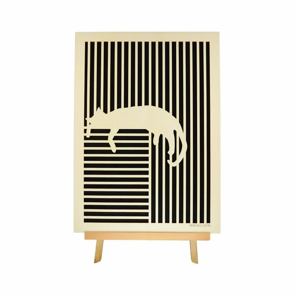 Paintings - Wooden Cat Wall Art 3 - WOODILLUSION