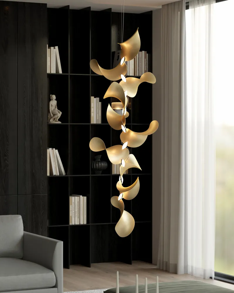 Hanging lights - Dune 6 Vertical Cluster - Sculptural Linear Ceiling Luminaire - MOSS OBJECTS