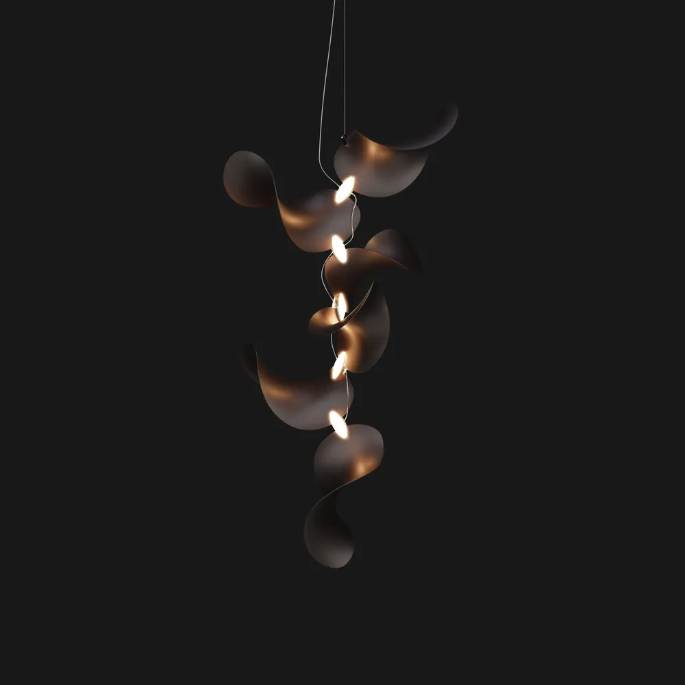 Hanging lights - Dune 6 Vertical Cluster - Sculptural Linear Ceiling Luminaire - MOSS OBJECTS