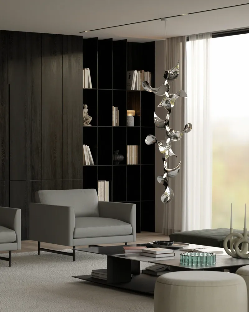 Hanging lights - Dune 8 Vertical Cluster - Sculptural Linear Ceiling Luminaire - MOSS OBJECTS