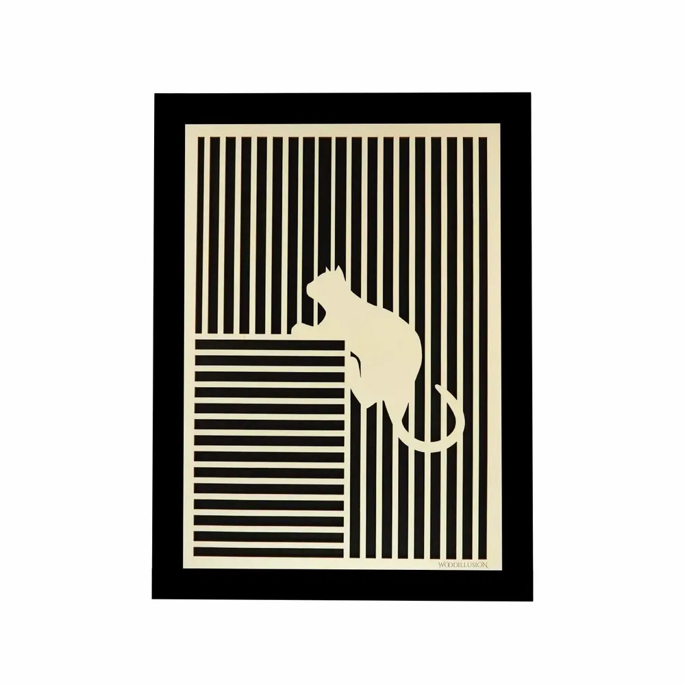 Paintings - Wooden Cat Wall Art 6 - WOODILLUSION