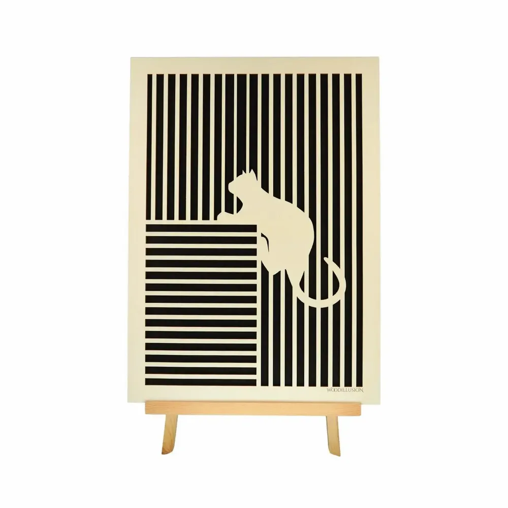 Paintings - Wooden Cat Wall Art 6 - WOODILLUSION