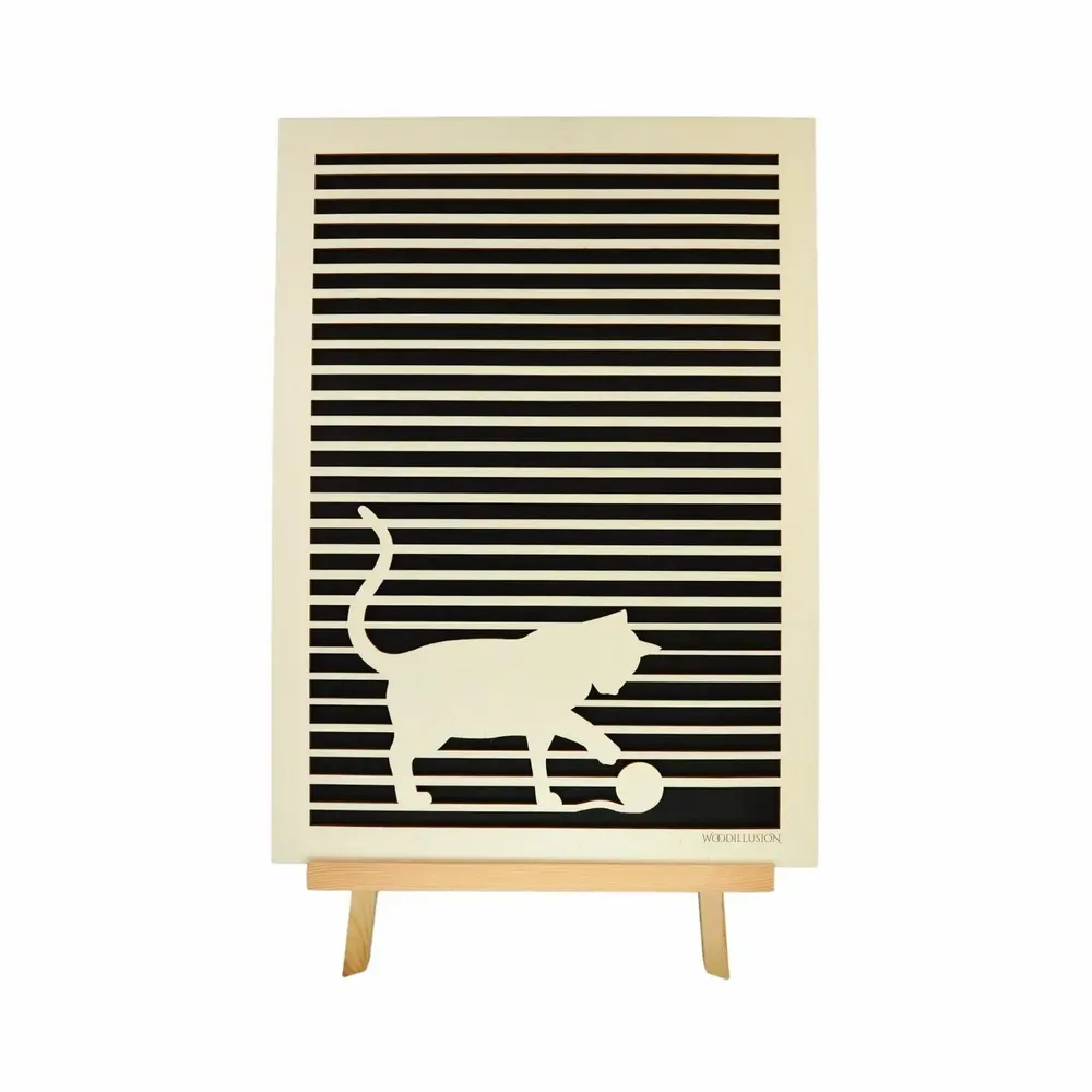 Paintings - Wooden Cat Wall Art 7 - WOODILLUSION