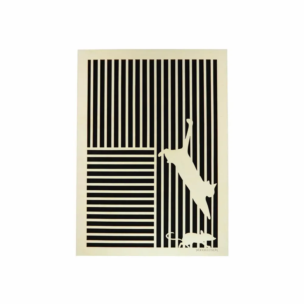 Paintings - Wooden Cat With Mouse Wall Art 4 - WOODILLUSION