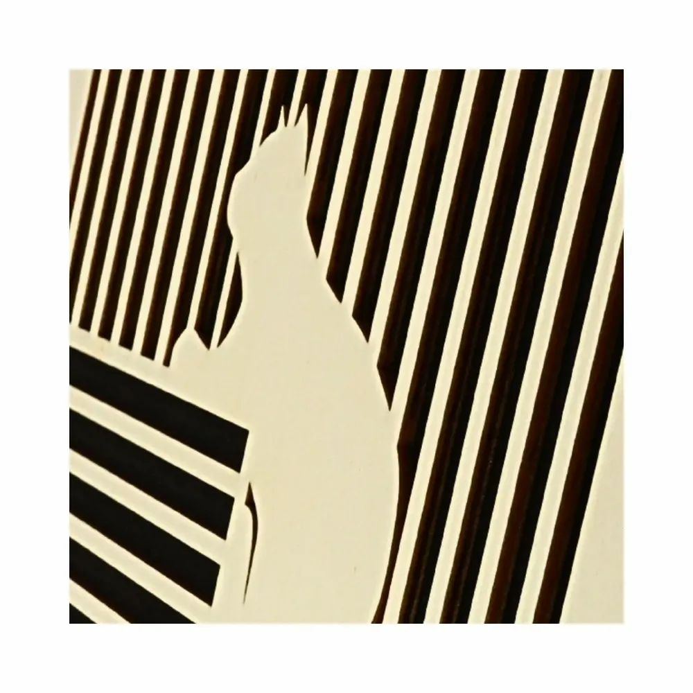 Paintings - Wooden Cat With Mouse Wall Art 6 - WOODILLUSION